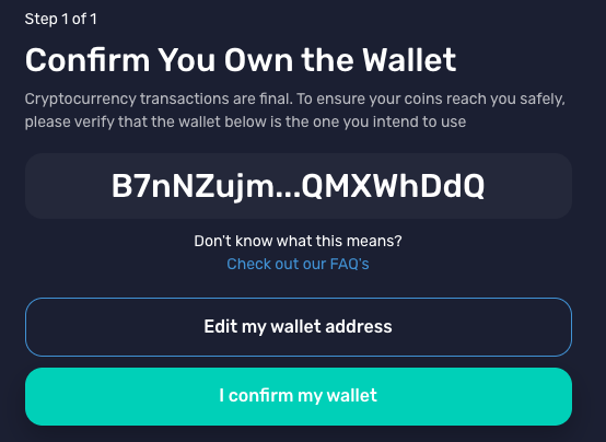 Confirm Wallet Address